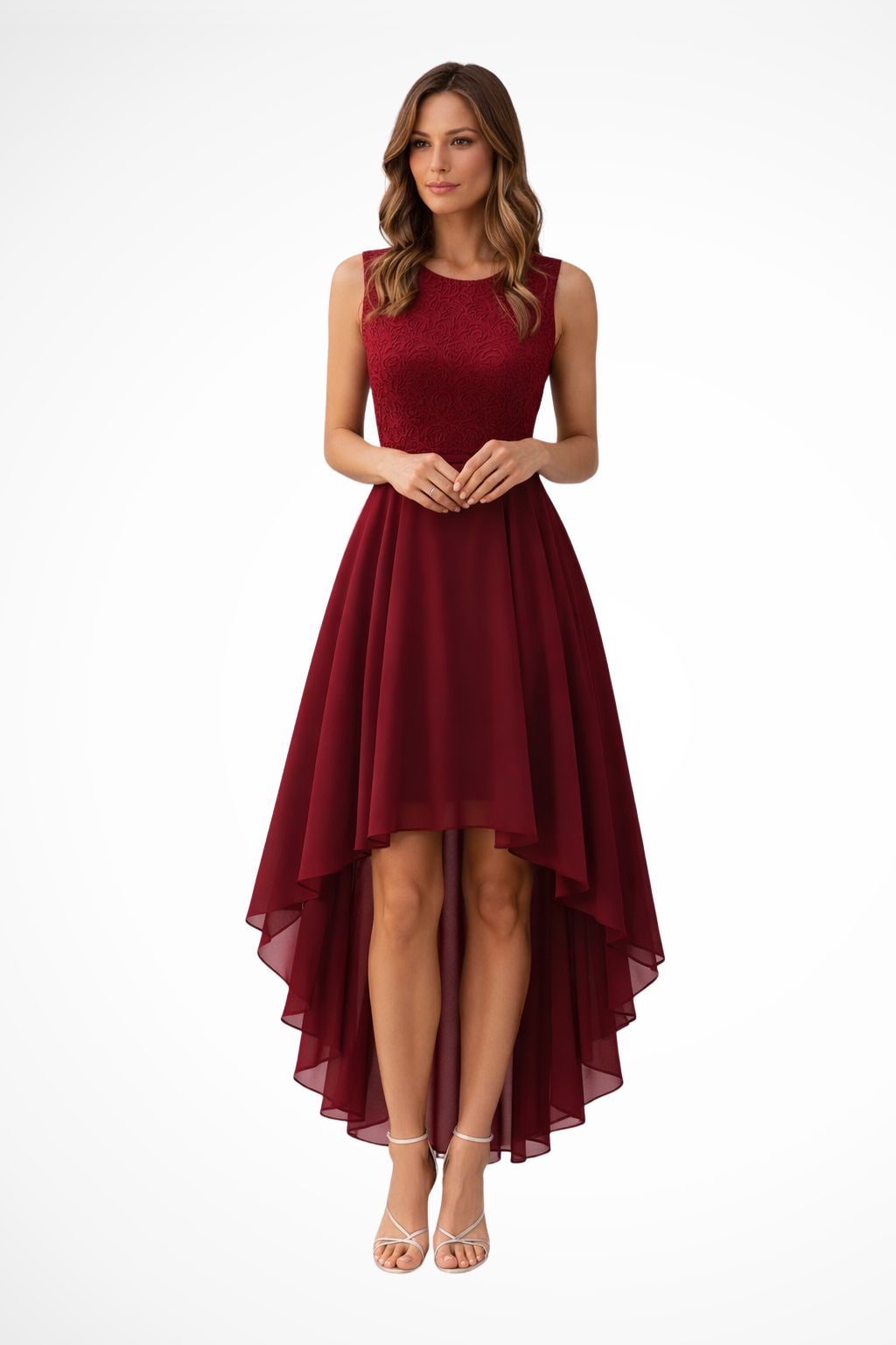 ALYSSIA – Vestido de invitada sin mangas con encaje elegante
