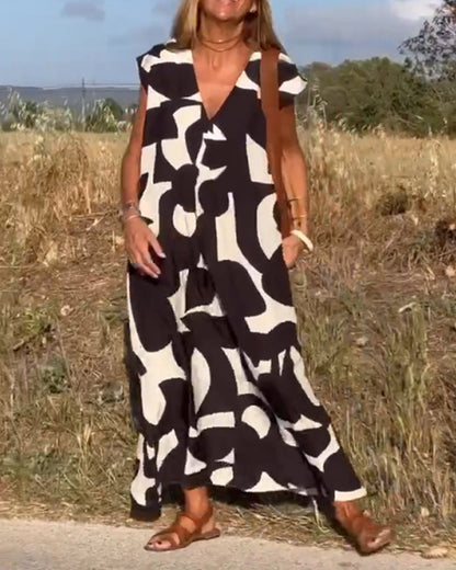 Vestido estampado con escote en V y corte fluido – LYSÉA