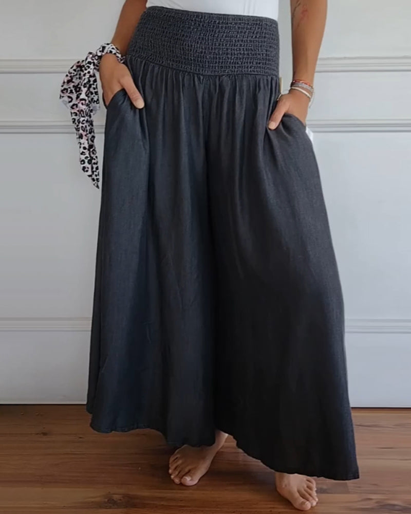 Pantalón recto de mujer con cintura elástica y caída fluida – MIRA