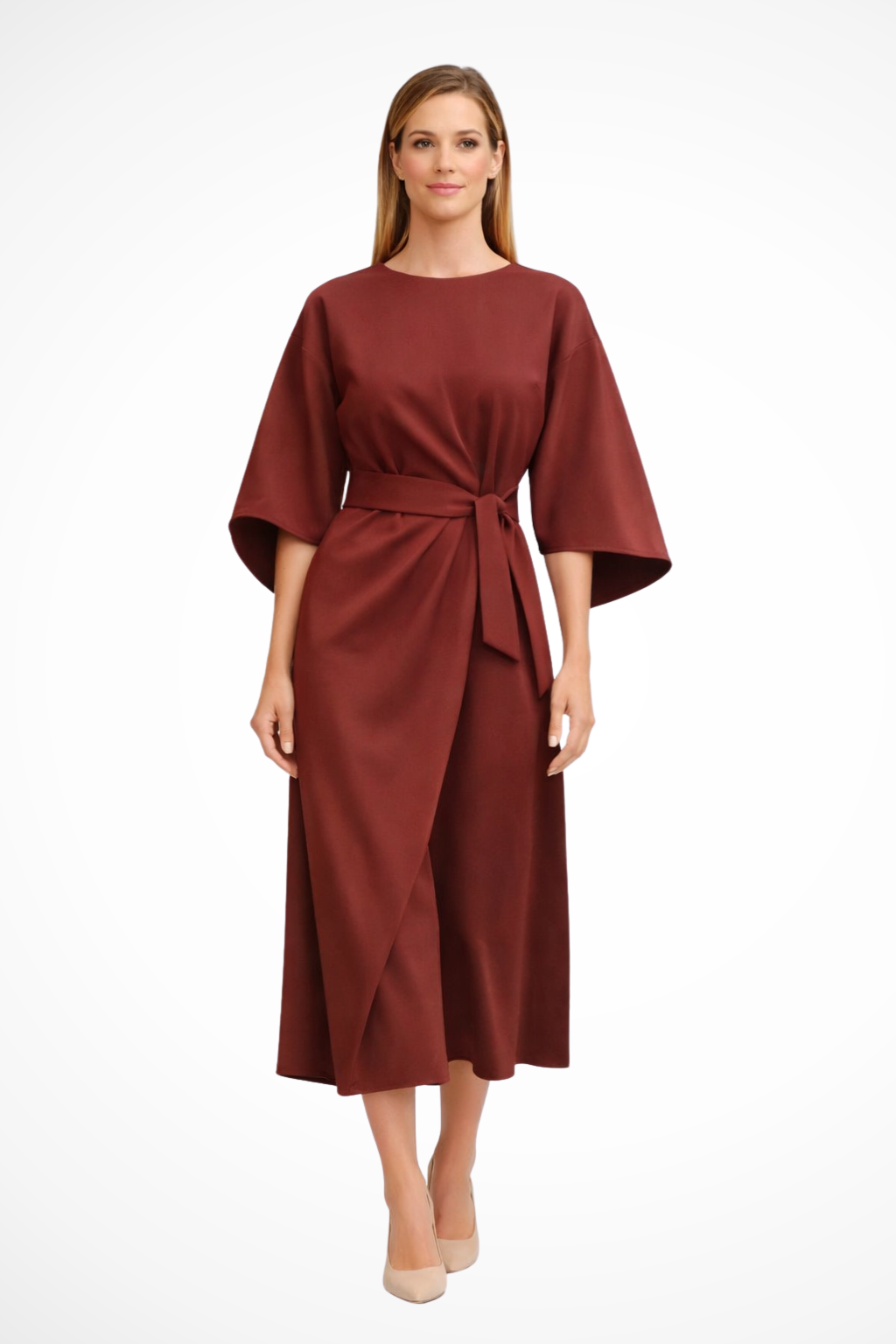 Elina – Vestido midi formal con detalle de botones y abertura lateral para mujer