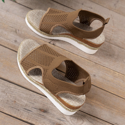 Claudia - Sandalias de Cuña con Diseño de Malla y Tejido Veraniego | Sandalias de Malla Transpirable para Mujer