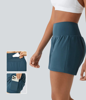 Zenith – Shorts deportivos de talle alto para mujer