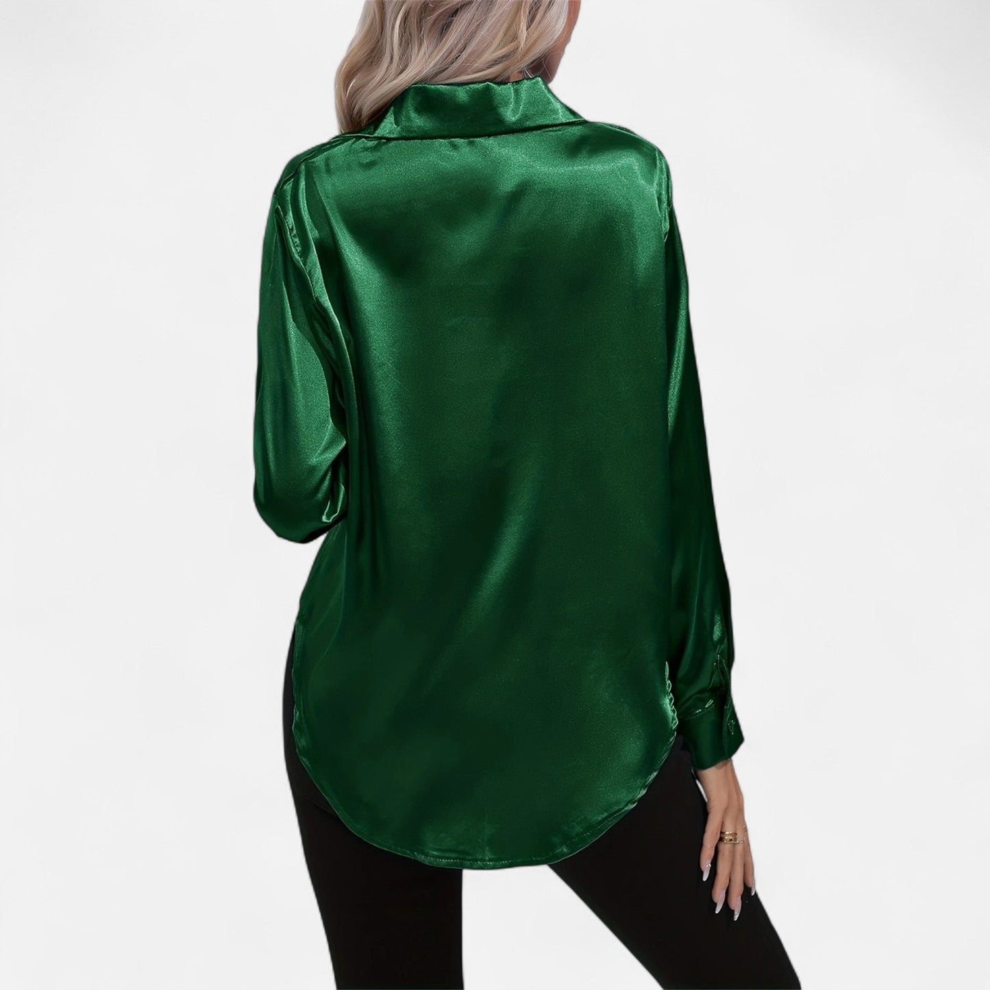 Dorevelle – Camisa satén para mujer con cuello clásico