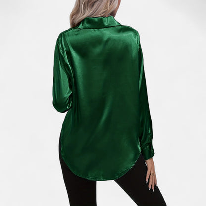 Dorevelle – Camisa satén para mujer con cuello clásico