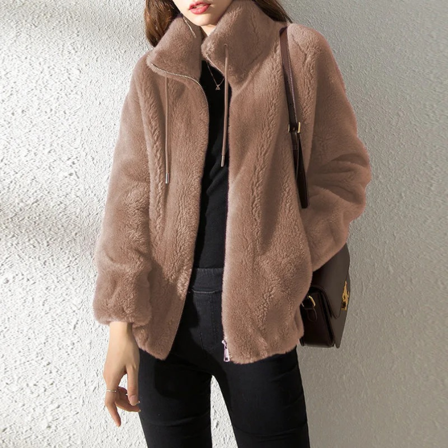 Sienna - Abrigo trench de ante para mujer, estilo oversized con solapas anchas