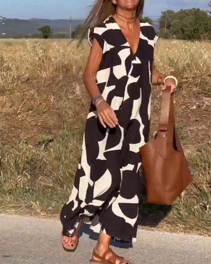 Vestido estampado con escote en V y corte fluido – LYSÉA