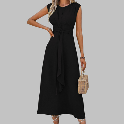 Evania – Vestido midi sin mangas con cinturón para mujer