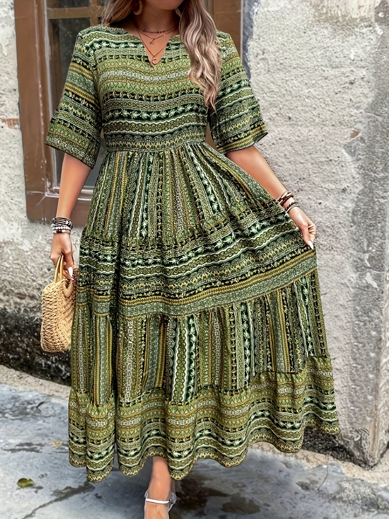 Floretta – Vestido midi bohemio floral fluido para mujer