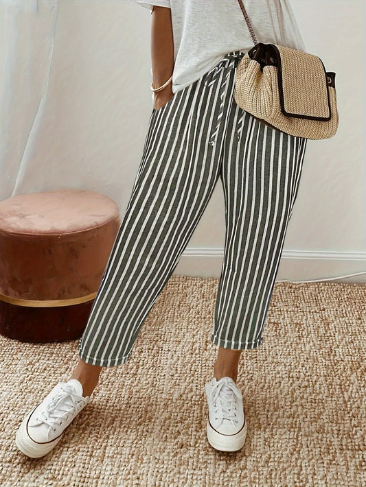 Pantalón culotte a rayas con cintura elástica – AVELINE