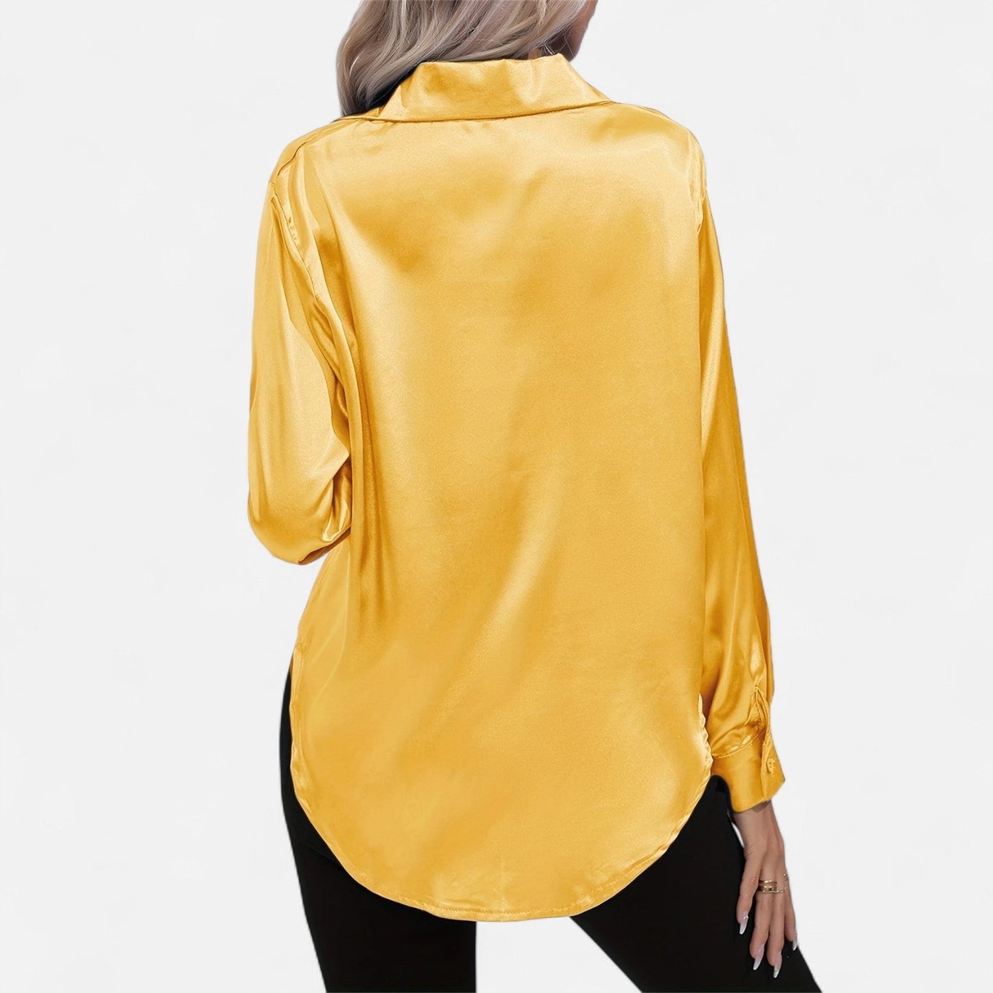 Dorevelle – Camisa satén para mujer con cuello clásico