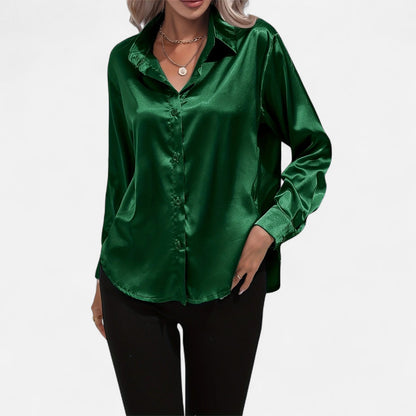 Dorevelle – Camisa satén para mujer con cuello clásico