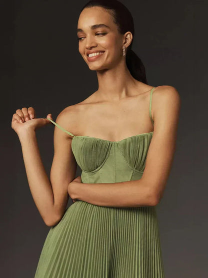 Viviana – Vestido bustier plisado con tirantes finos para mujer