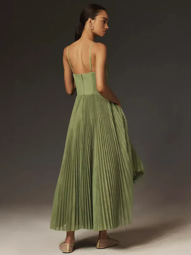 Viviana – Vestido bustier plisado con tirantes finos para mujer