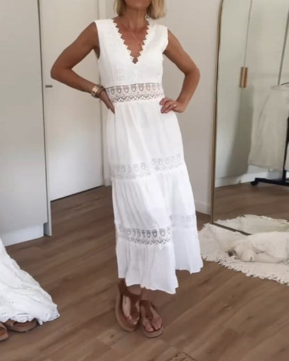 Aurelie – Vestido elegante de encaje con escote en V para mujer