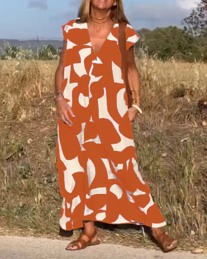 Vestido estampado con escote en V y corte fluido – LYSÉA
