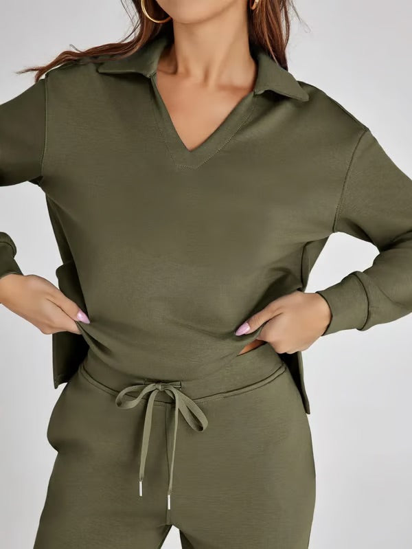 Conjunto lounge de dos piezas para mujer con tacto suave y estilo relajado – LYANA