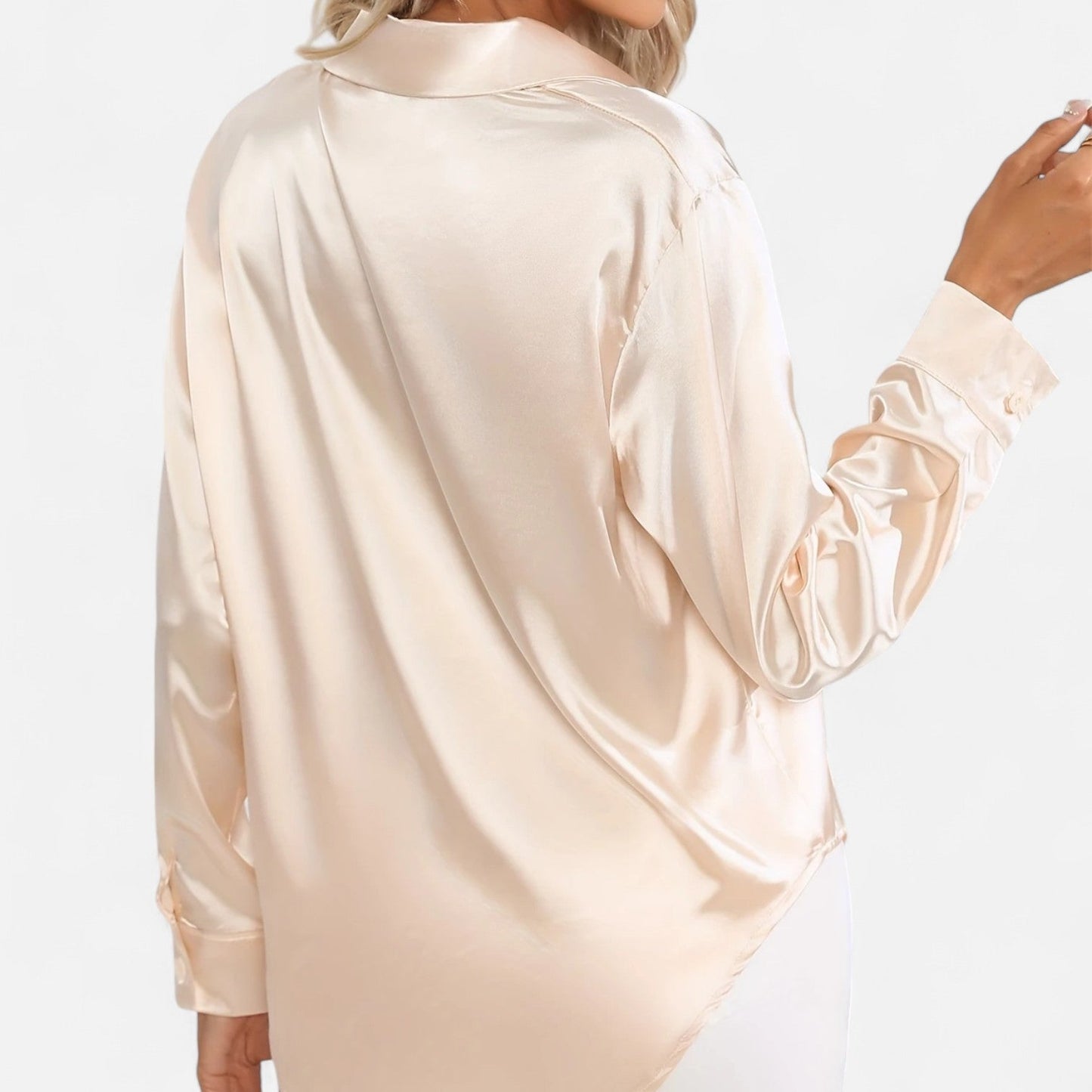 Dorevelle – Camisa satén para mujer con cuello clásico