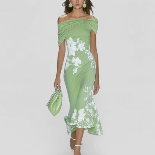 Estrella – Vestido midi elegante de estampado distintivo para mujer