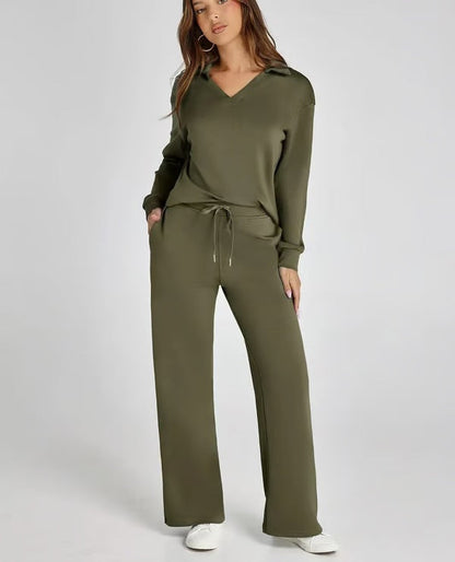 Conjunto lounge de dos piezas para mujer con tacto suave y estilo relajado – LYANA