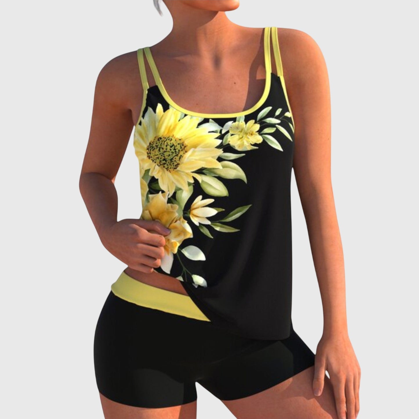 Riley – Tankini de dos piezas con estampado colorido para mujer