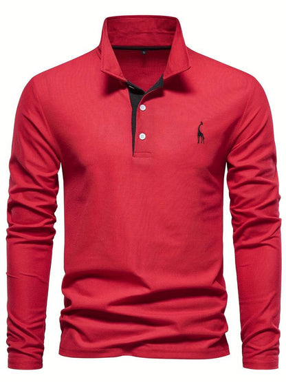 HUGGO - Polo de manga larga con detalles en contraste para hombre