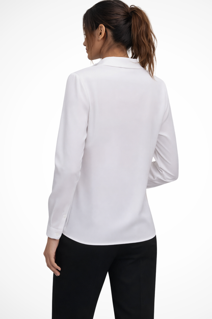 Luna – Blusa de manga larga entallada con cuello clásico para mujer