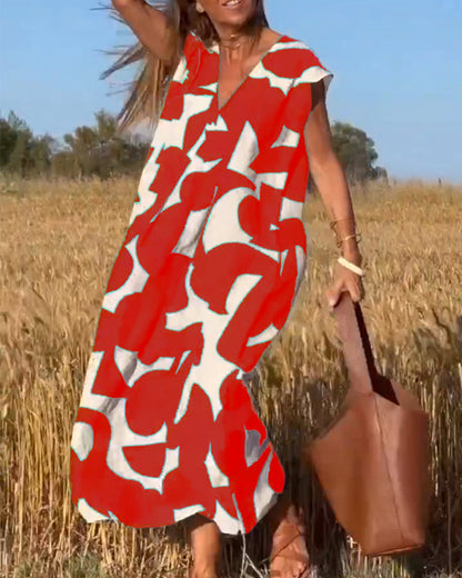 Vestido estampado con escote en V y corte fluido – LYSÉA
