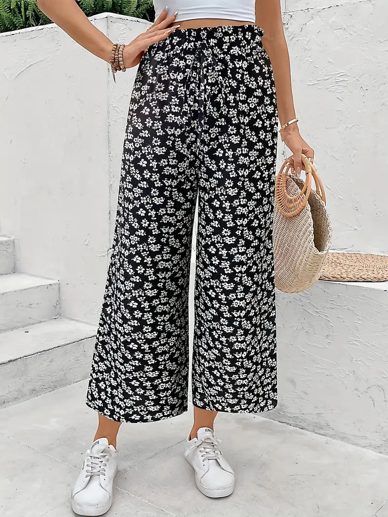 Pantalón recto de mujer con estampado floral – EVELYNIA