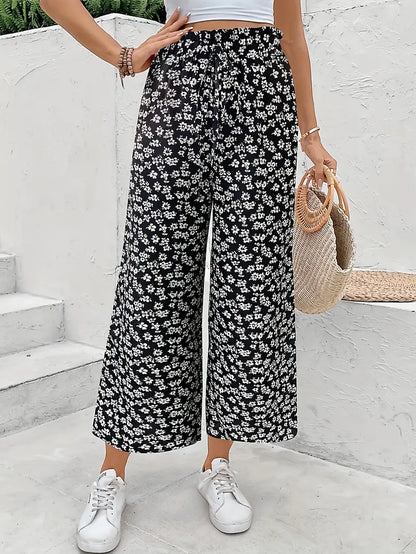 Pantalón recto de mujer con estampado floral – EVELYNIA