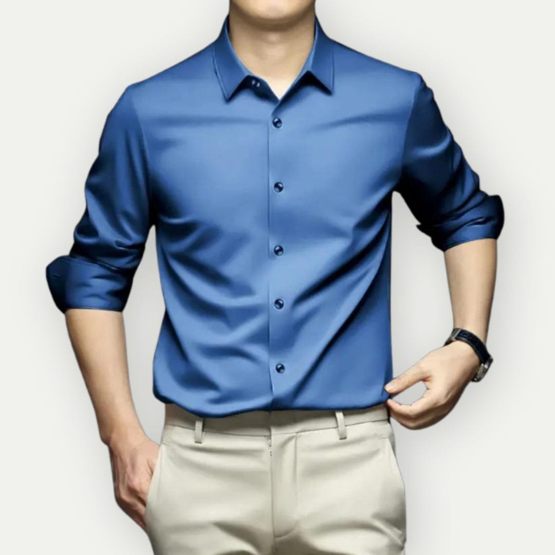 Montaigne – Camisa de vestir para hombre sin arrugas y sin plancha