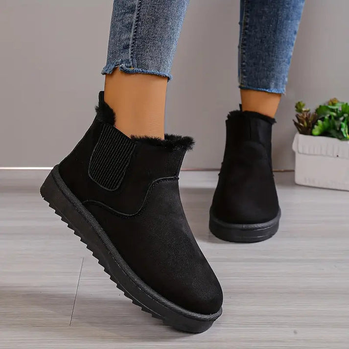 GIA – Botines de ante sintético con forro de borrego para mujer