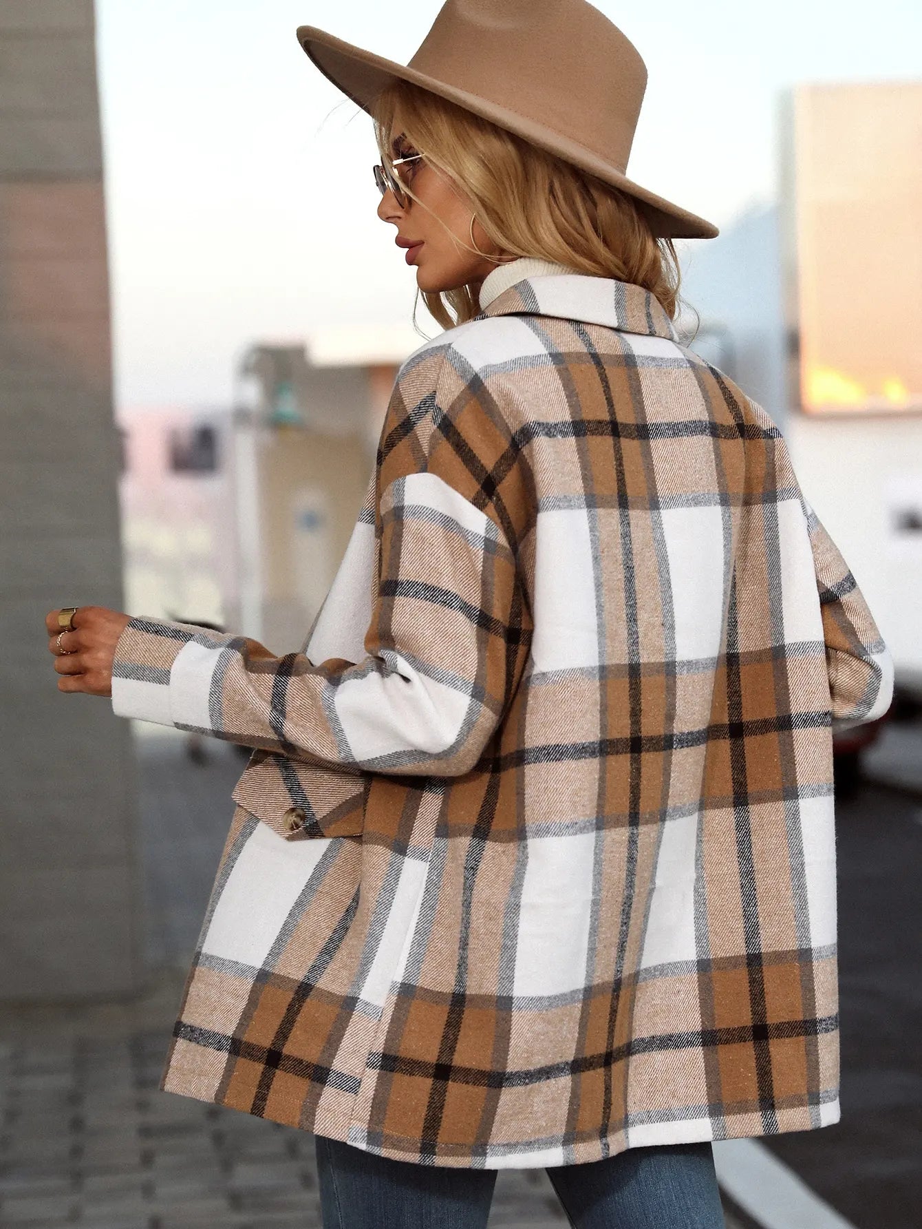 KIANNA - Chaqueta de punto a cuadros elegante y a la moda para mujeres