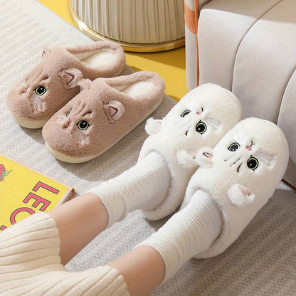 ROMÉE - Zapatillas de casa cálidas con diseño de gato para mujeres