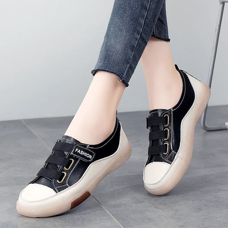 Zapatillas con bandas elásticas y punta en contraste para mujer – VIRELIA