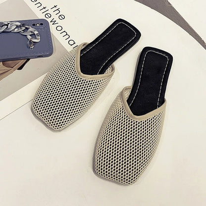 Mocasines elegantes con malla transparente y punta cuadrada – VELURIA