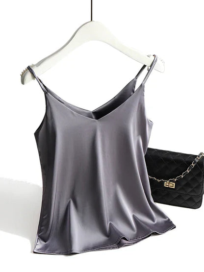 SILKBREEZE – Top satinado para mujer con tirantes finos