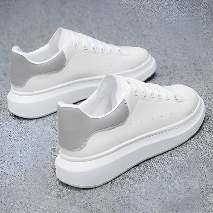 VELMARK – Zapatillas blancas de hombre en piel con suela de plataforma