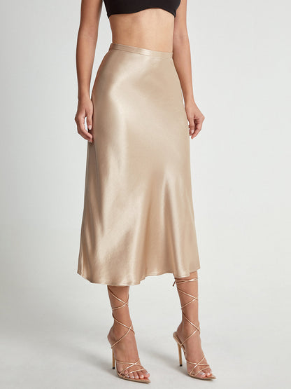 Falda midi de satén elegante y suave para mujer ideal para ocasiones formales – ADELISE