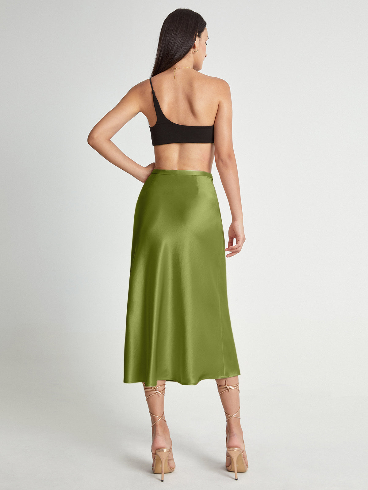 Falda midi de satén elegante y suave para mujer ideal para ocasiones formales – ADELISE