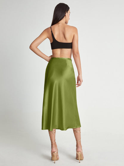 Falda midi de satén elegante y suave para mujer ideal para ocasiones formales – ADELISE