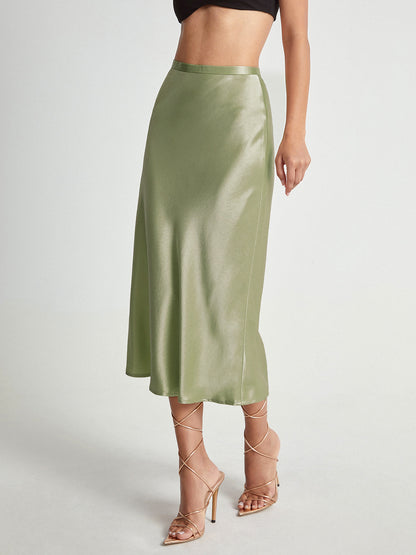 Falda midi de satén elegante y suave para mujer ideal para ocasiones formales – ADELISE