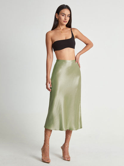 Falda midi de satén elegante y suave para mujer ideal para ocasiones formales – ADELISE