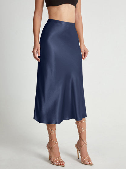 Falda midi de satén elegante y suave para mujer ideal para ocasiones formales – ADELISE