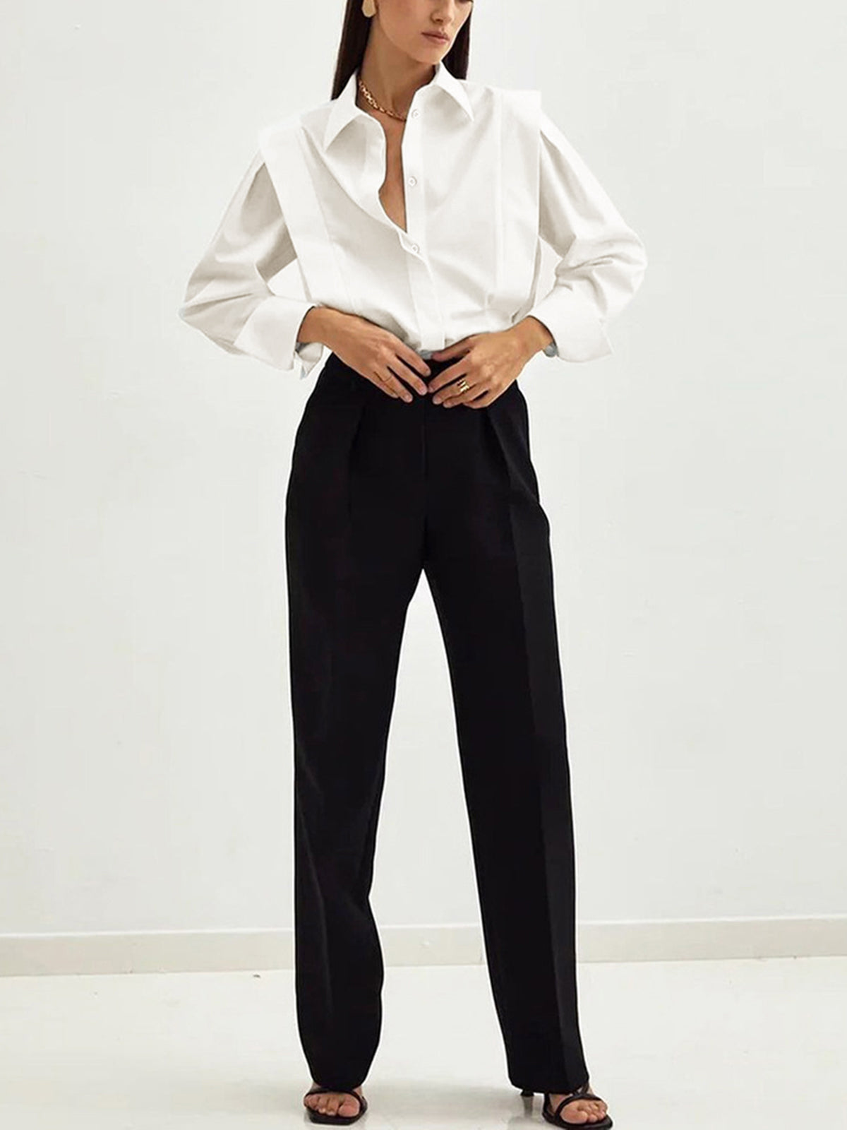 Marina – Camisa clásica de botones de algodón para mujer