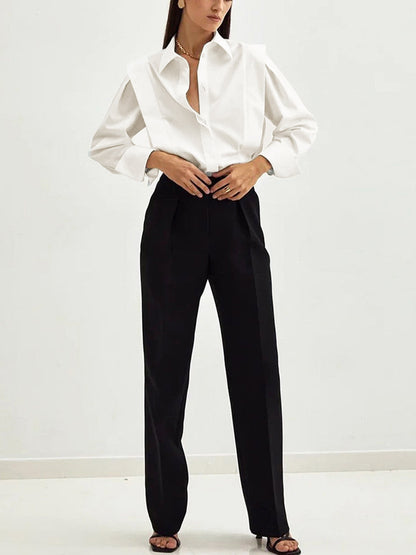 Marina – Camisa clásica de botones de algodón para mujer