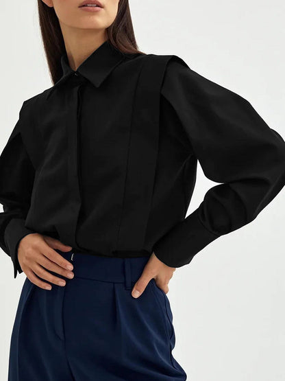 Marina – Camisa clásica de botones de algodón para mujer