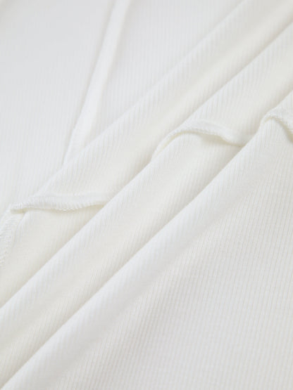 KADIAN - Elegante camiseta de manga larga acanalada con ribetes contorneados para mujeres