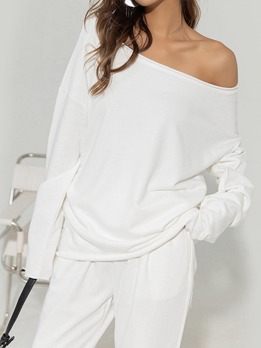 Aura – Sudadera asimétrica con hombro descubierto para mujer