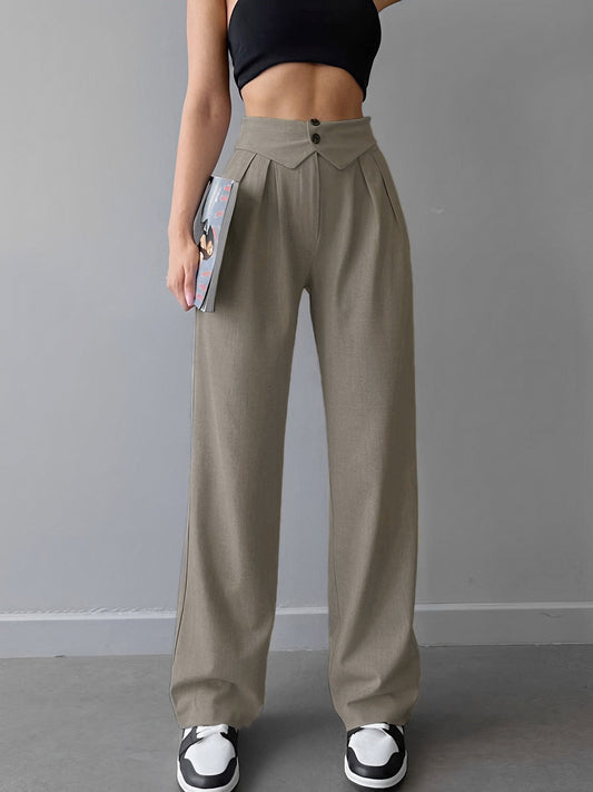 Arden – Pantalones de pierna recta con cintura doblada para mujer