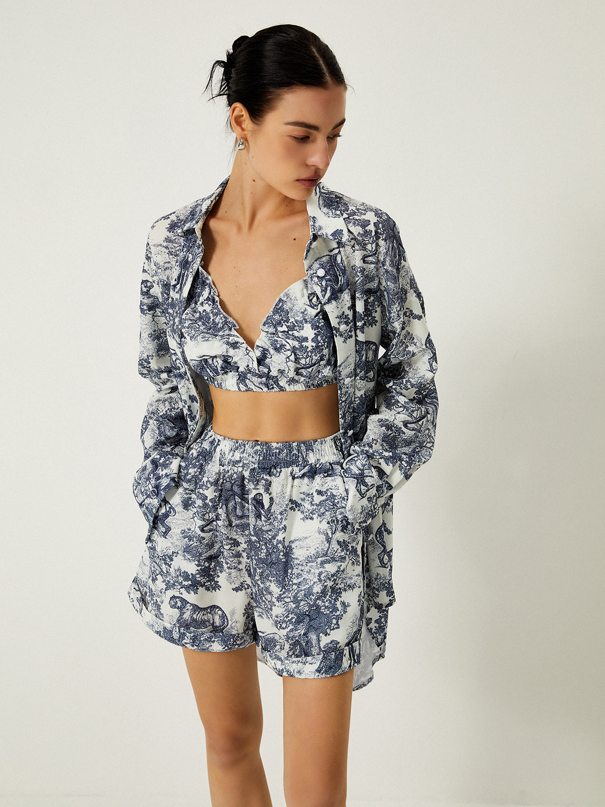 Marbella – Conjunto de tres piezas con estampado floral para mujer